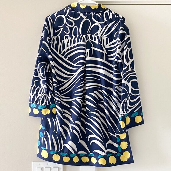 STAUD Parke Lemon Print Tunic Shirt Size S Lightweight Artsy Lagenlook Vacation - Picture 3 of 11